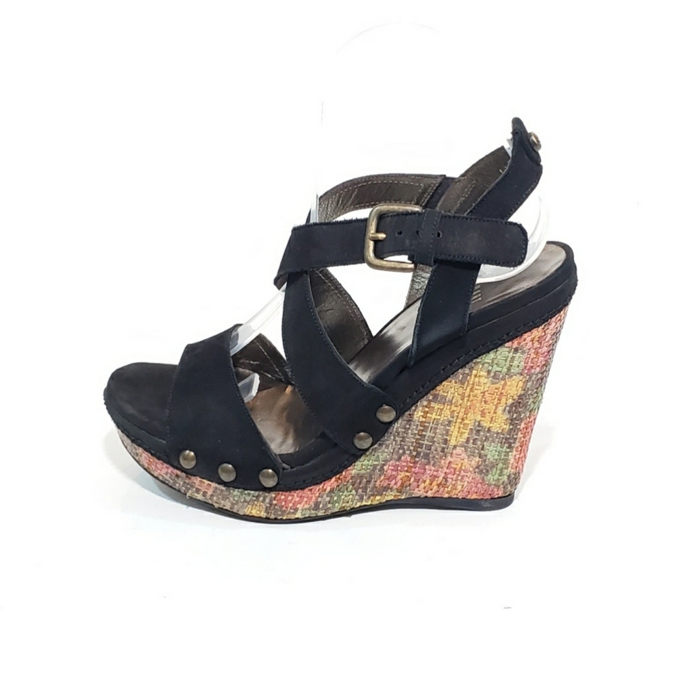 Stuart Weitzman Wedge Runaway Floral Sandals